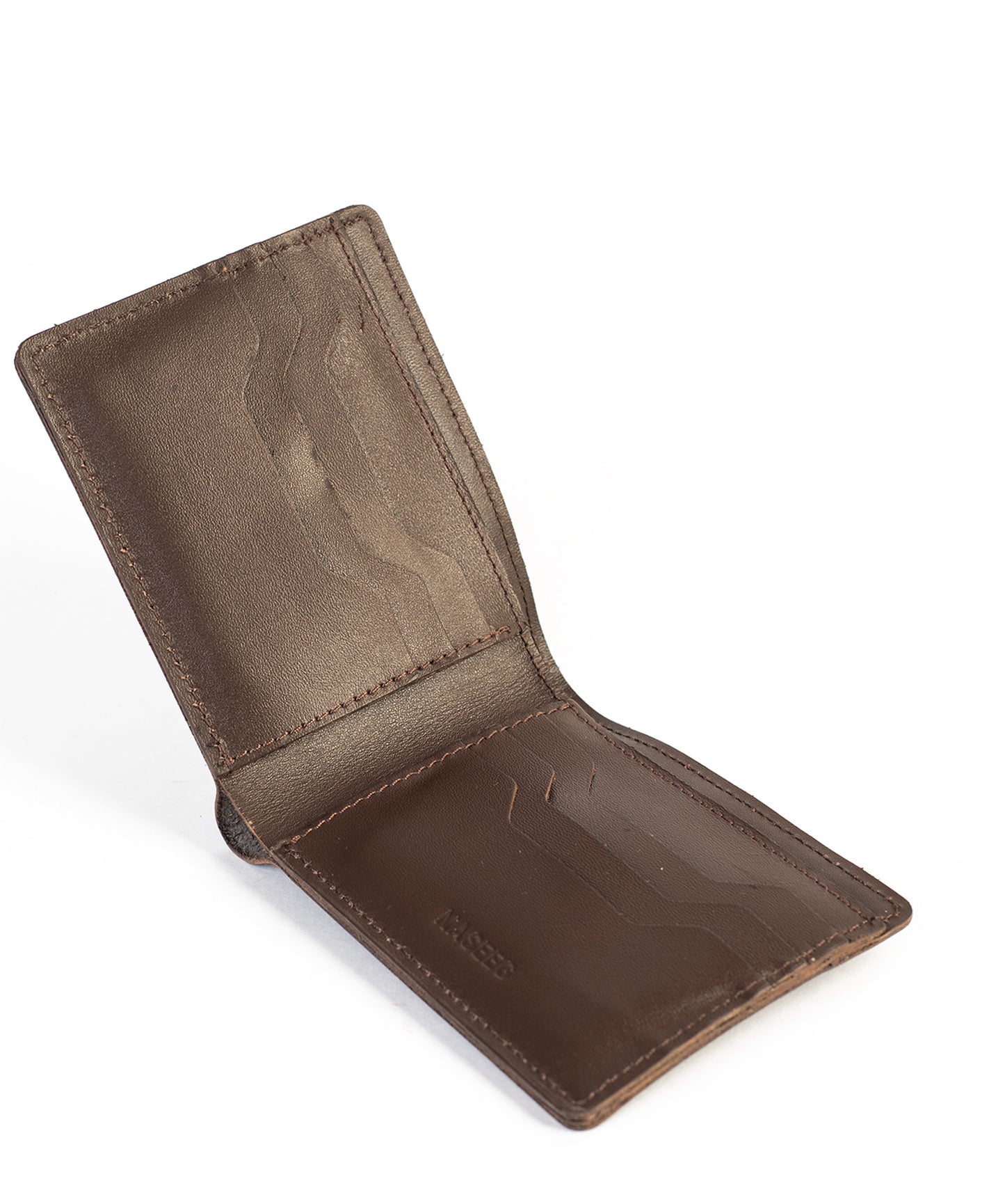 Brown leather wallet on a white background