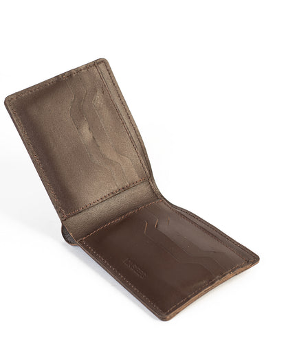 Brown leather wallet on a white background